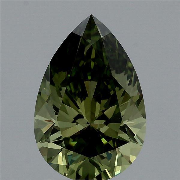 2.09ct Pear FANCY VIVID GREEN VVS2 Lab Created Diamond