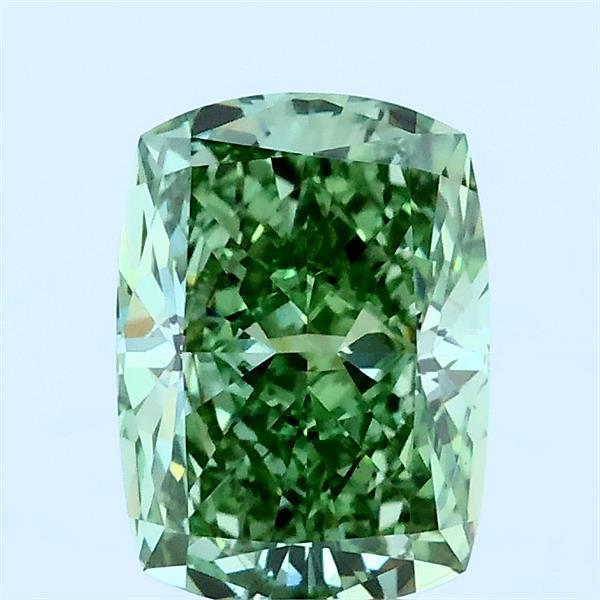 1.5ct Cushion FANCY VIVID GREEN VS1 Lab Created Diamond