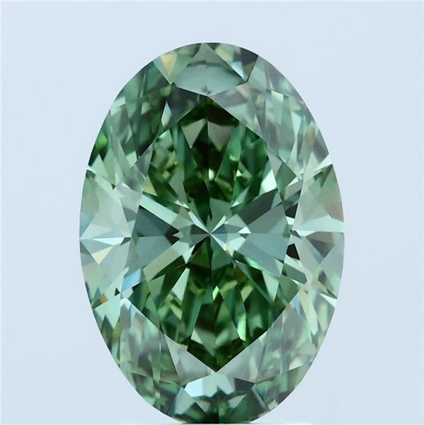 3.04ct Oval FANCY VIVID GREEN VS1 Lab Created Diamond