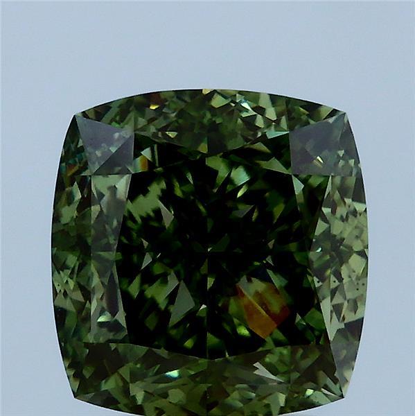 4.16ct Cushion FANCY VIVID GREEN VS1 Lab Created Diamond