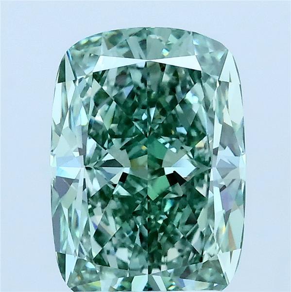 2.15ct Cushion FANCY VIVID GREEN VVS2 Lab Created Diamond