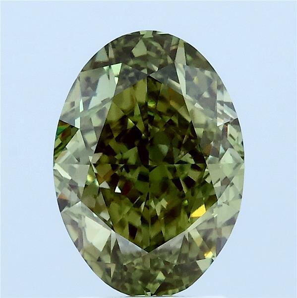 2.53ct Oval FANCY VIVID GREEN VS1 Lab Created Diamond