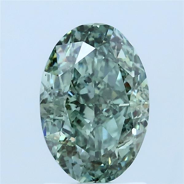 1.55ct Oval FANCY VIVID GREEN VS1 Lab Created Diamond