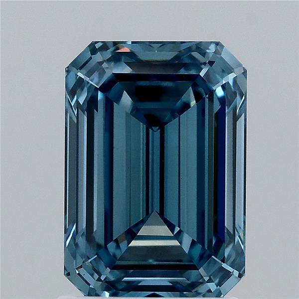 1.95ct Emerald FANCY VIVID BLUE VS1 Lab Created Diamond