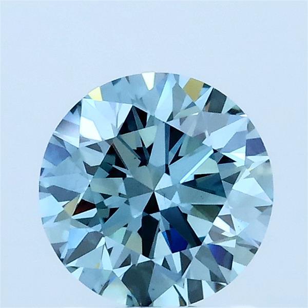 1.05ct Round FANCY VIVID GREENISH BLUE VS1 Lab Created Diamond