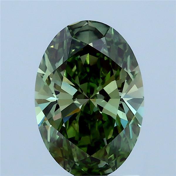 1.55ct Oval FANCY VIVID GREEN VVS2 Lab Created Diamond