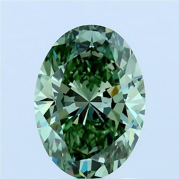1.6ct Oval FANCY VIVID GREEN VS1 Lab Created Diamond