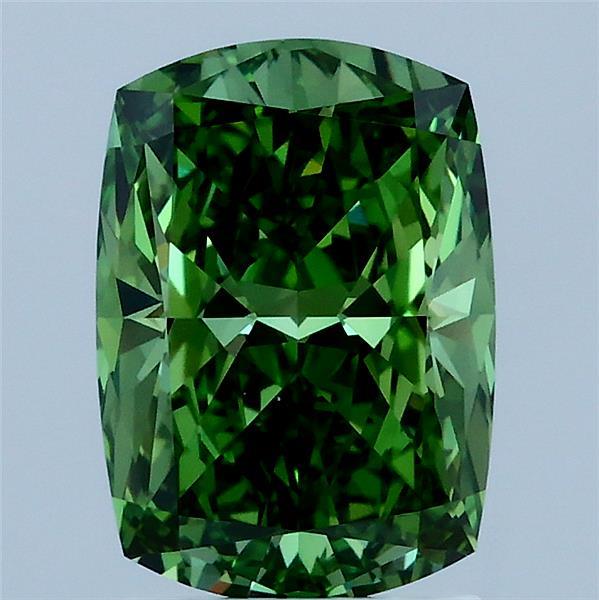 2.01ct Cushion FANCY VIVID GREEN VS1 Lab Created Diamond