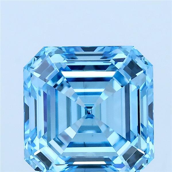 3.08ct Asscher FANCY VIVID BLUE VS1 Lab Created Diamond