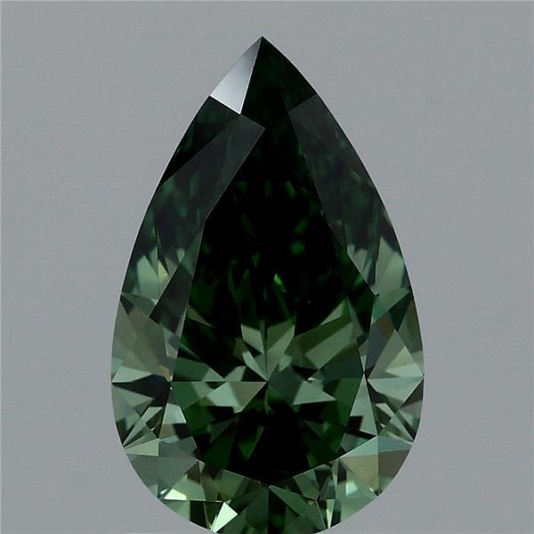 1.57ct Pear FANCY VIVID GREEN VS2 Lab Created Diamond