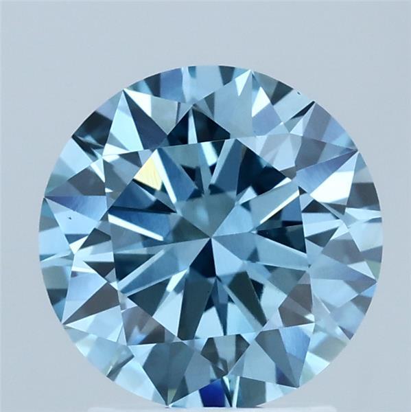 2ct Round FANCY VIVID BLUE VS1 Lab Created Diamond