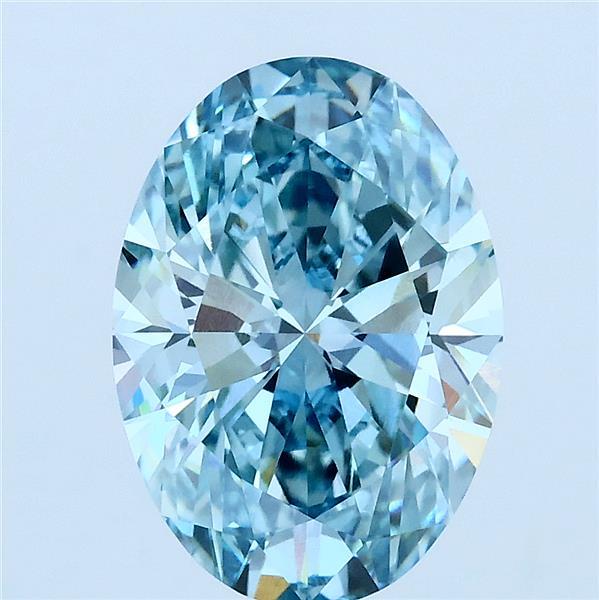 3.01ct Oval FANCY VIVID GREENISH BLUE VVS2 Lab Created Diamond