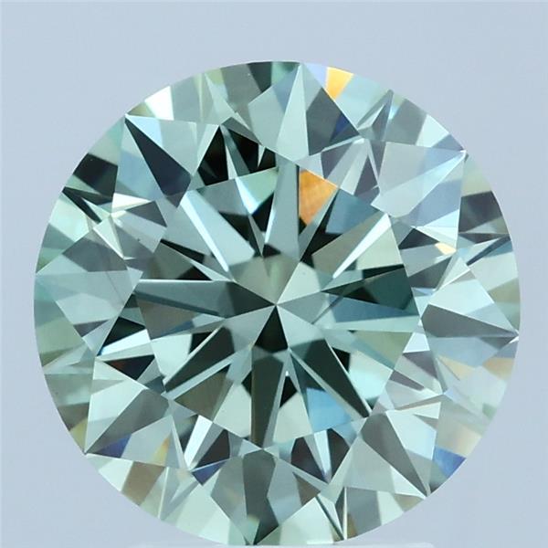 3.08ct Round FANCY VIVID GREEN VS1 Lab Created Diamond