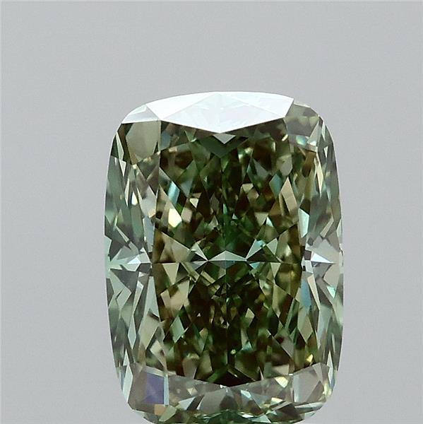 2.01ct Cushion FANCY VIVID GREEN VS1 Lab Created Diamond