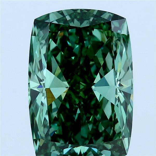 4.01ct Cushion FANCY VIVID GREEN VVS2 Lab Created Diamond