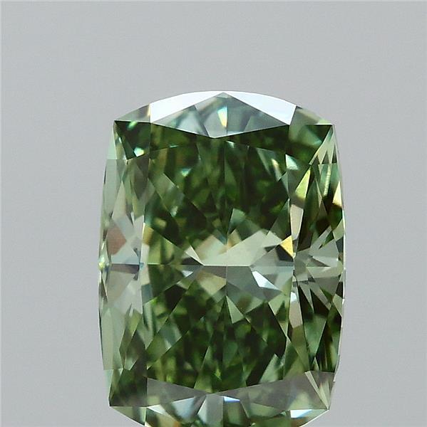 1.1ct Cushion FANCY VIVID GREEN VVS2 Lab Created Diamond