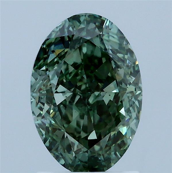 2.06ct Oval FANCY VIVID GREEN VS2 Lab Created Diamond