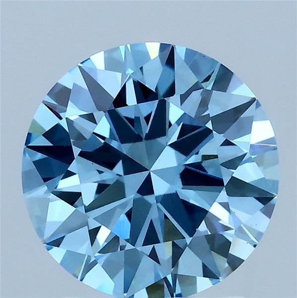 2ct Round FANCY VIVID BLUE VS1 Lab Created Diamond
