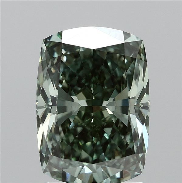 2.08ct Cushion FANCY VIVID GREEN VVS2 Lab Created Diamond