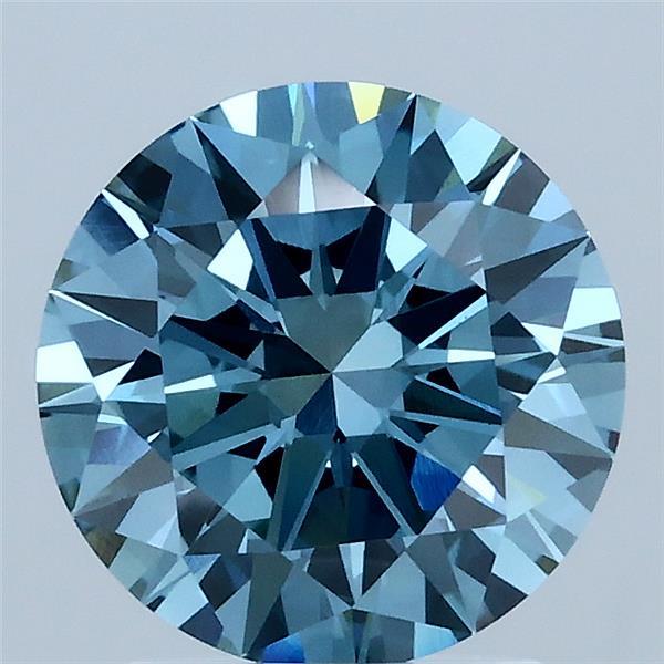 2ct Round FANCY VIVID BLUE VS1 Lab Created Diamond