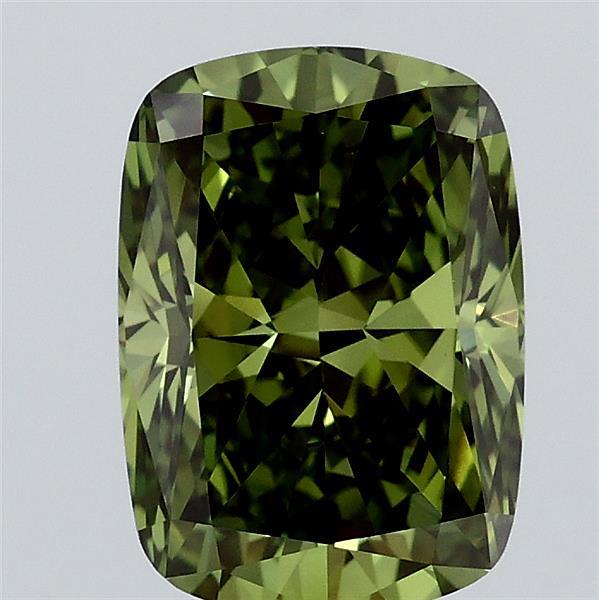 2.12ct Cushion FANCY VIVID GREEN VVS2 Lab Created Diamond