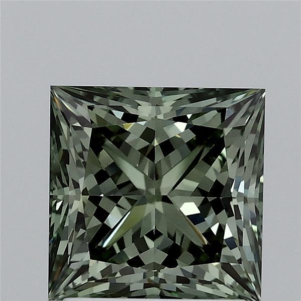 2.01ct Princess FANCY VIVID GREEN VS1 Lab Created Diamond