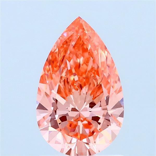 1ct Pear FANCY VIVID ORANGY PINK VVS2 Lab Created Diamond