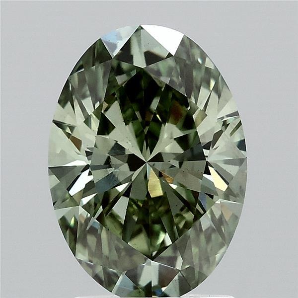 2.1ct Oval FANCY VIVID GREEN VS2 Lab Created Diamond
