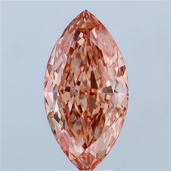 6.56ct Marquise FANCY VIVID ORANGY PINK VVS2 Lab Created Diamond