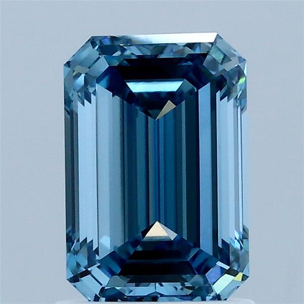 1.53ct Emerald FANCY VIVID BLUE VVS2 Lab Created Diamond