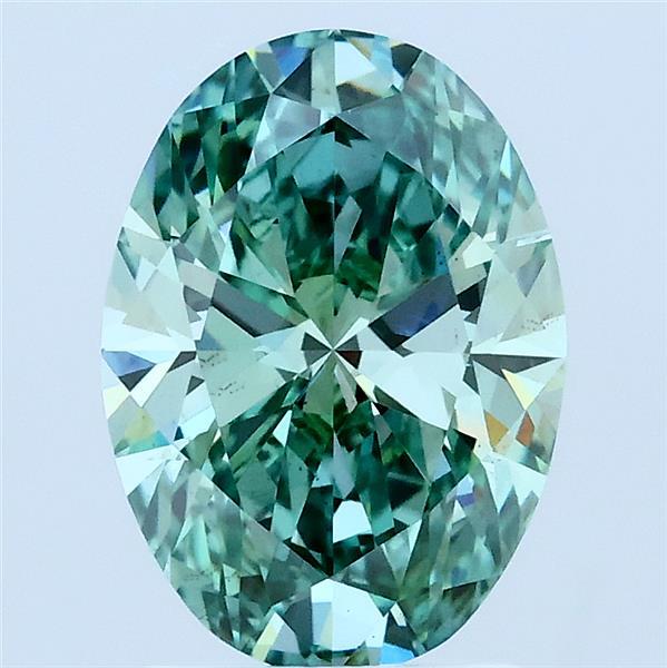2.07ct Oval FANCY VIVID GREEN VS2 Lab Created Diamond