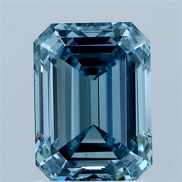 2.07ct Emerald FANCY VIVID BLUE VS1 Lab Created Diamond