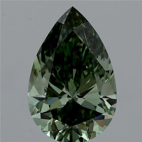 3.51ct Pear FANCY VIVID GREEN VS1 Lab Created Diamond