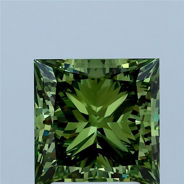 2.5ct Princess FANCY VIVID GREEN VS1 Lab Created Diamond