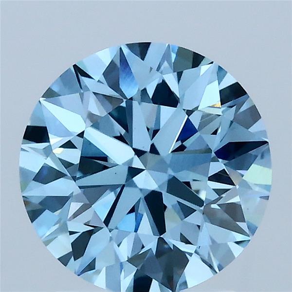 2ct Round FANCY VIVID BLUE VS1 Lab Created Diamond