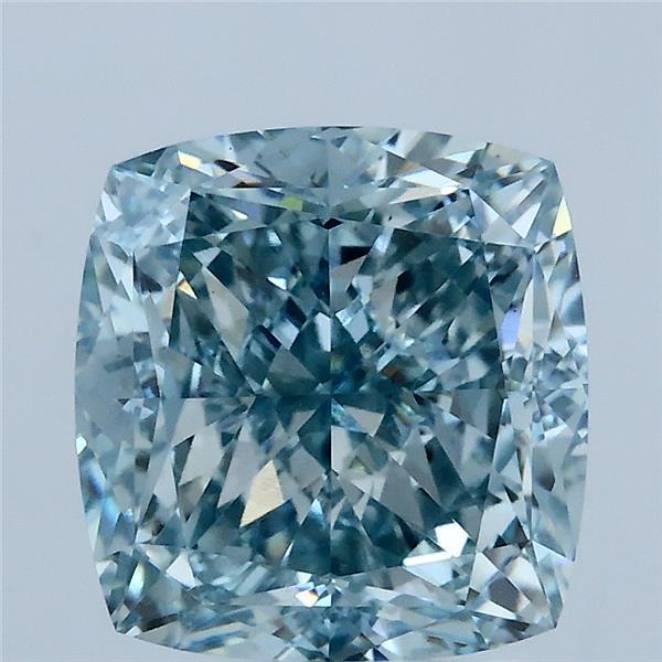 4.07ct Cushion FANCY INTENSE BLUE GREENISH VS1 Lab Created Diamond