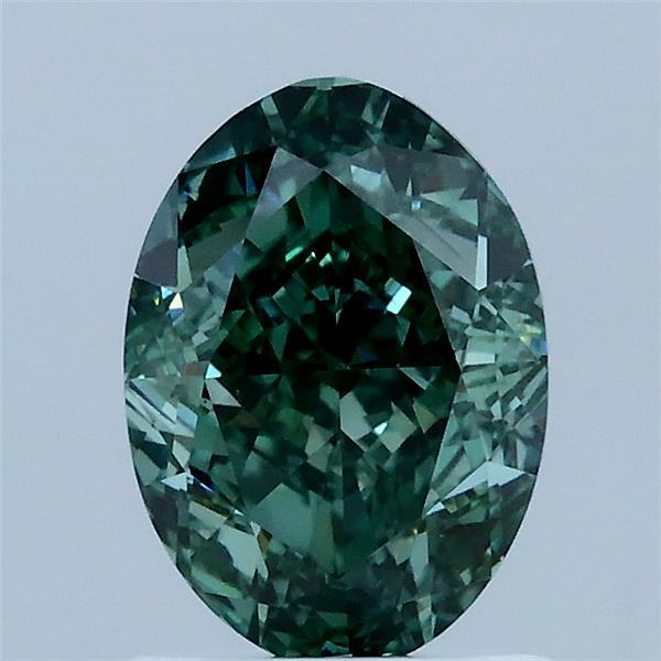 1.53ct Oval FANCY VIVID GREEN VS2 Lab Created Diamond