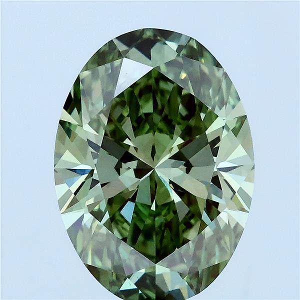 3.08ct Oval FANCY VIVID GREEN VS1 Lab Created Diamond