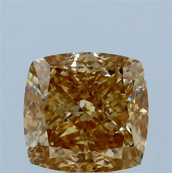 2.55ct Cushion FANCY INTENSE BROWNISH YELLOW VS2 Lab Created Diamond