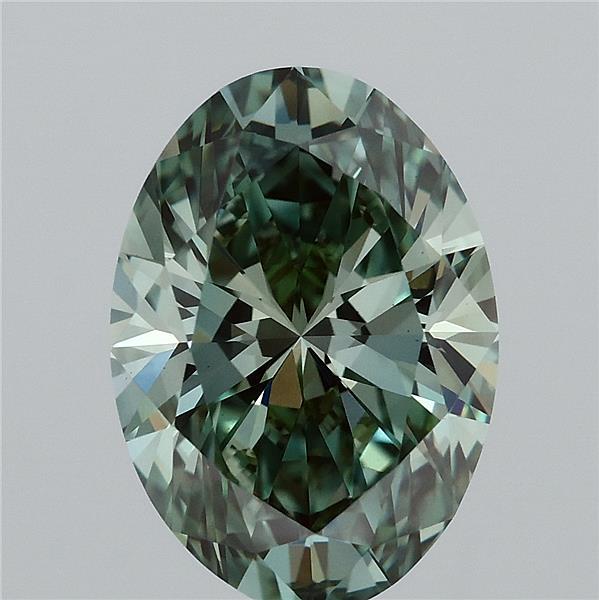 2.87ct Oval FANCY VIVID GREEN VS1 Lab Created Diamond