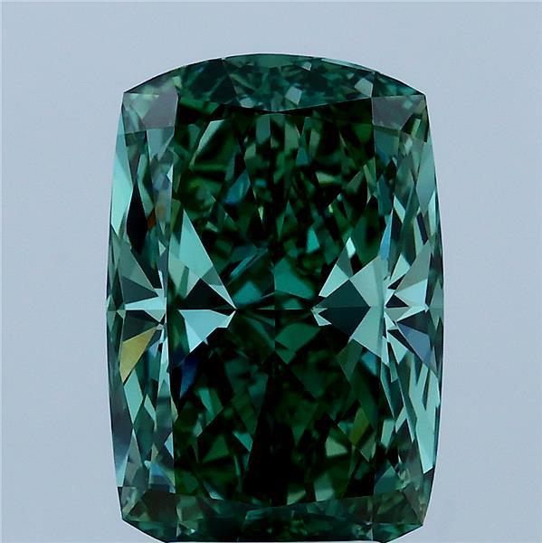 4.07ct Cushion FANCY VIVID GREEN VVS2 Lab Created Diamond