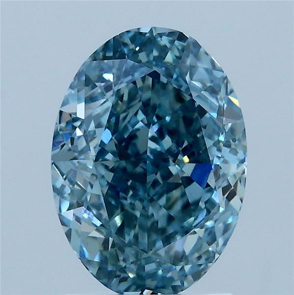 2.24ct Oval FANCY VIVID GREENISH BLUE VS1 Lab Created Diamond
