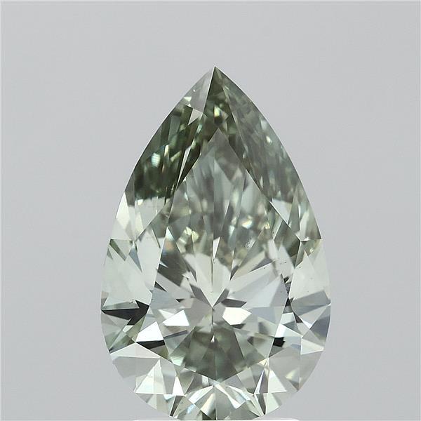 3.04ct Pear FANCY VIVID GREEN VS2 Lab Created Diamond