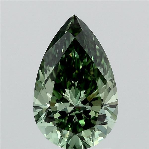 2.1ct Pear FANCY VIVID GREEN VVS2 Lab Created Diamond