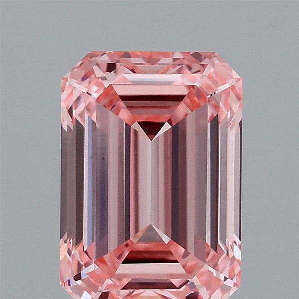 2.29ct Emerald FANCY VIVID PINK VVS2 Lab Created Diamond