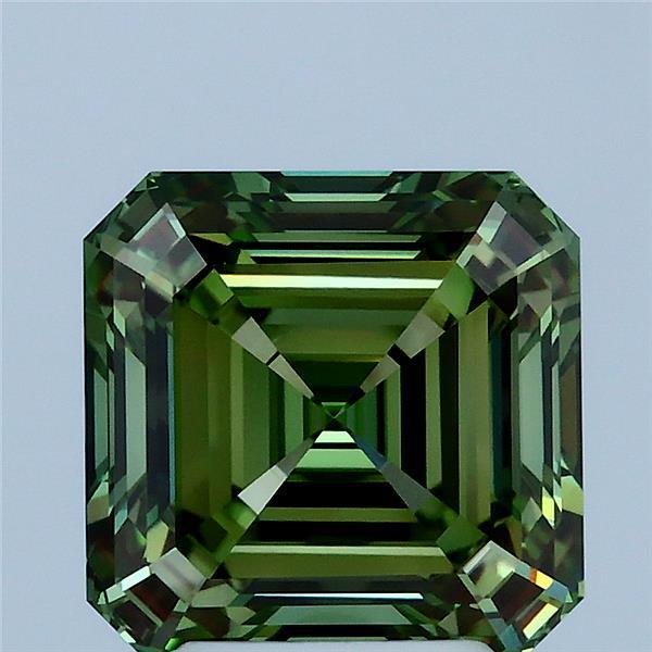 3.25ct Asscher FANCY VIVID GREEN VVS2 Lab Created Diamond