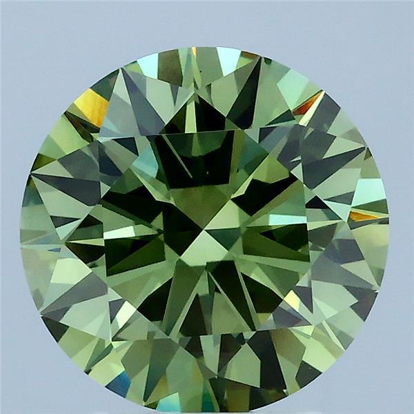 3ct Round FANCY VIVID GREEN VS1 Lab Created Diamond