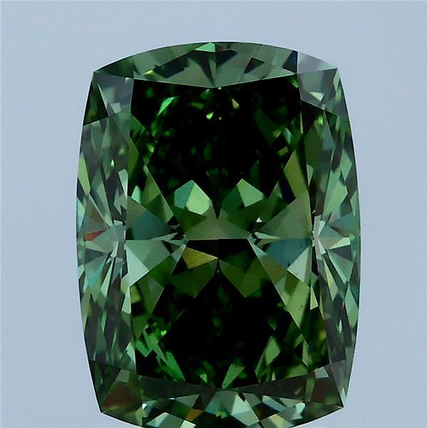 3.12ct Cushion FANCY VIVID GREEN VS1 Lab Created Diamond