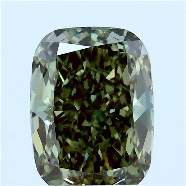 2.05ct Cushion FANCY VIVID GREEN VS1 Lab Created Diamond