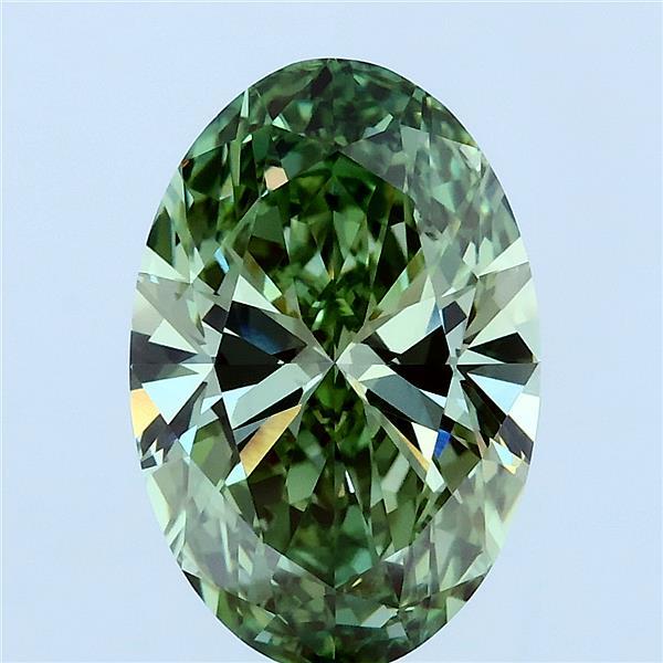 3.09ct Oval FANCY VIVID GREEN VVS1 Lab Created Diamond